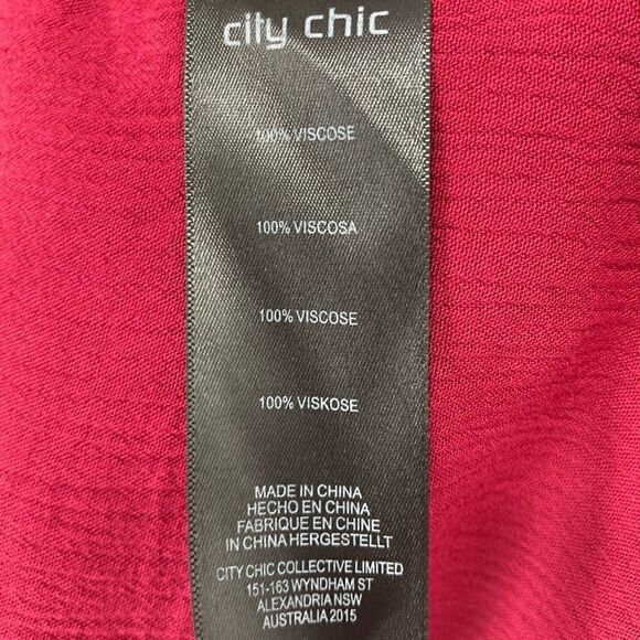 City Chic Embroidered Dress Size 18 Red Color 100% Viscose - Picture 10 of 10